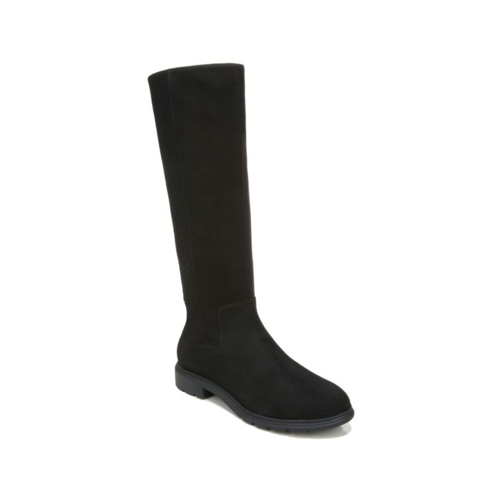 DR SCHOLLS Womens Black Goring New Start Round Toe Block Heel Riding Boot 7.5